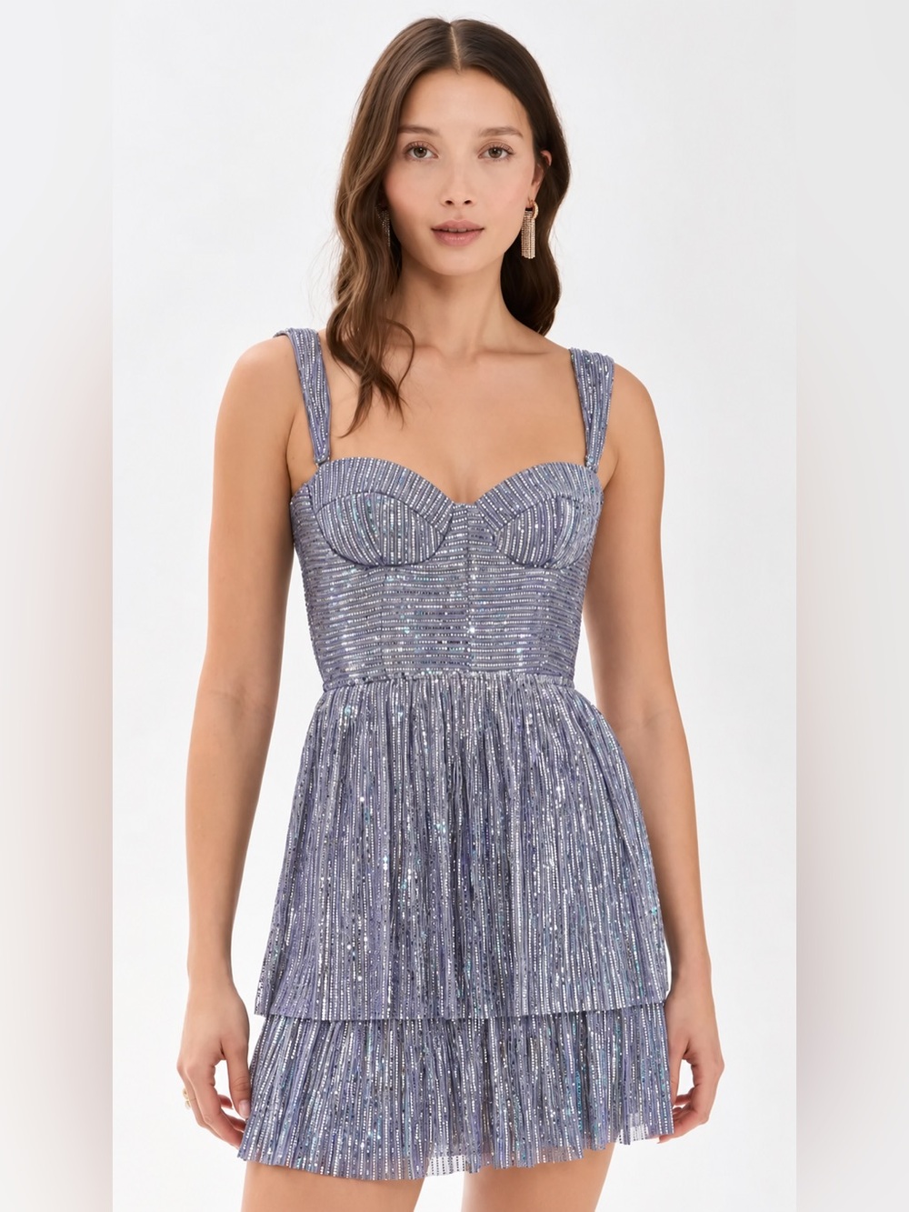 Sabina Musayev Kayla Mini Dress Small Lavender Purple Metallic Corset Party NYE